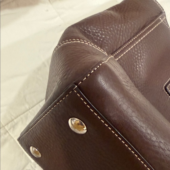 Coach Chocolate Brown Leather Tote with Gold Accents - Picture 8 of 12